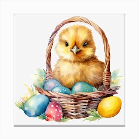 Easter Chick In Basket 2 Canvas Print