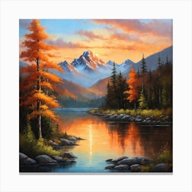 Sunset By The Lake Canvas Print