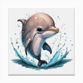 Dolphin Jumping In The Water Canvas Print