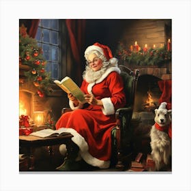 Santa Reading Canvas Print