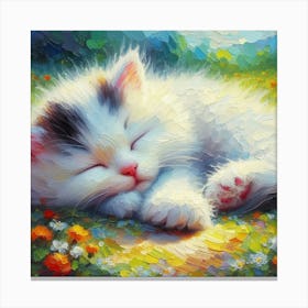 Kitten Sleeping In The Meadow Canvas Print