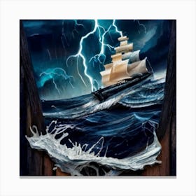 Ocean Storm With Large Clouds And Lightning 16 Canvas Print