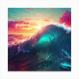 Ocean Wave At Sunset Canvas Print