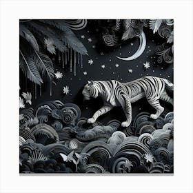 Tiger In The Night Canvas Print