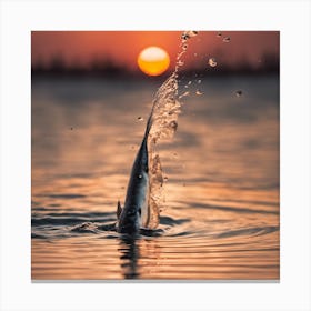 Fish in the water at sunset Canvas Print