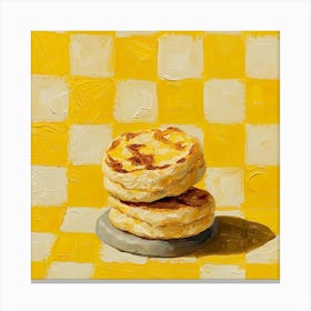 Tea Cakes Yellow Checkerboard 1 Canvas Print