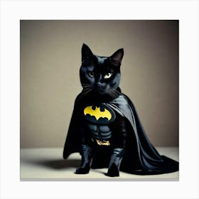 Batman Cat on Halloween Canvas Print