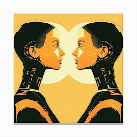 Retro Cyborg Face Off Canvas Print