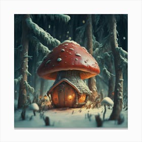 Red mushroom shaped like a hut  Canvas Print