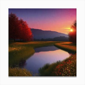 Sunset In The Field 14 Canvas Print