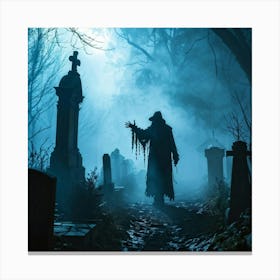 Silhouette Of A Daemon Enveloped In Fog Human Costumes Hinting At A Scary Presence Steam Rising To (6) Canvas Print