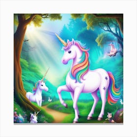 Unicorns In The Forest 1 Canvas Print