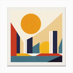 Sunny Day, Geometric Abstract Art, Poster Vintage 1 Canvas Print