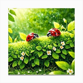 Ladybugs In The Garden Canvas Print