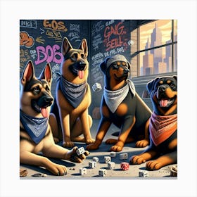 Rottweiler Dogs Canvas Print