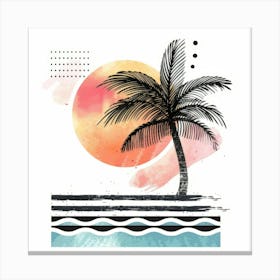Palm Tree At Sunset 5 Canvas Print