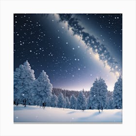 Snowy Night Sky Canvas Print