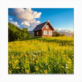 Firefly Charming House In A Blooming Summer Meadow 68047 (2) Canvas Print