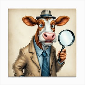 Cow With Magnifying Glass 6 Canvas Print