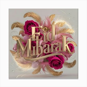 Eid Mubarak card with bouquet 2 Canvas Print