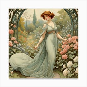 Lady In A Garden 3 Canvas Print