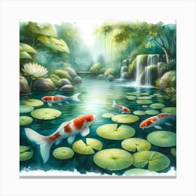 Koi Fish In The Pond Canvas Print