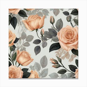 Peach Roses Wallpaper 1 Canvas Print