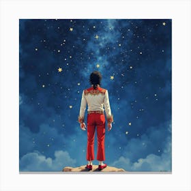 Michael Jackson With A Watercolor Starry Night Sky 1 Canvas Print