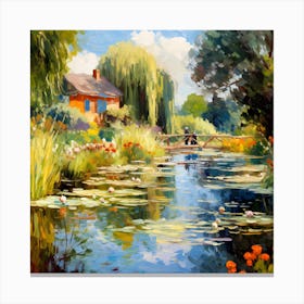 Sunny Serenity: Riverside Elegance Canvas Print