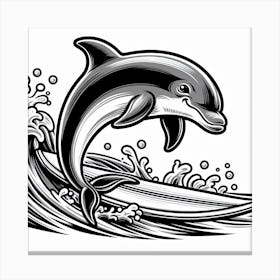 Dolphin Surfing Canvas Print