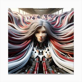 Futuristic Cyborg With Multicoloured Hair 1 Canvas Print