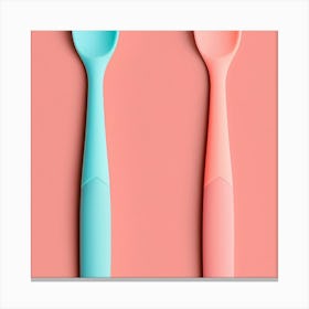 Two Spoons On A Pink Background Canvas Print