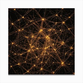 A Glowing Neural Network Of Interconnected Nodes In A Grid On A Dark Background 1 Canvas Print