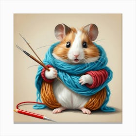 Hamster Knitting 3 Canvas Print