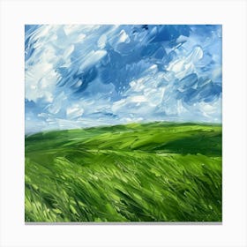 Green Grass And Blue Sky Canvas Print