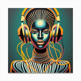 Woman With Headphones 63 Canvas Print