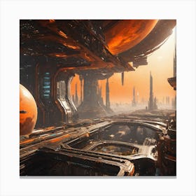 Futuristic City Orange II Canvas Print