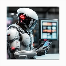 Futuristic Robot Using Smartphone Canvas Print