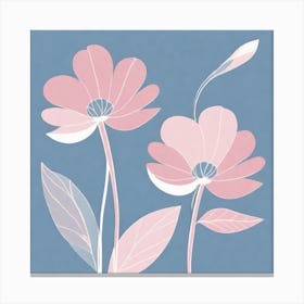 A White And Pink Flower In Minimalist Style Square Composition 588 Canvas Print