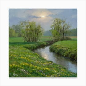 Stream In The Meadow Canvas Print