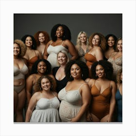 Group Of Women In Lingerie Canvas Print