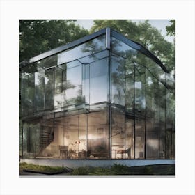 Glass House In The Woods Canvas Print