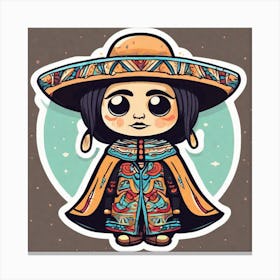 Mexican Pancho Sticker 2d Cute Fantasy Dreamy Vector Illustration 2d Flat Centered By Tim Bu (30) Canvas Print