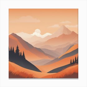 Misty mountains background in orange tone 70 Canvas Print