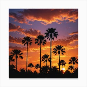 Sunset Palm Trees Canvas Print