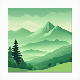 Misty mountains background in green tone 86 Canvas Print