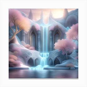 Ice Castle With Waterfall Canvas Print