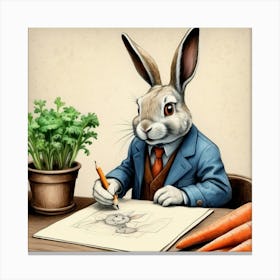 Rabbit Drawing 4 Canvas Print