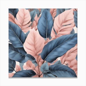 Pink And Blue Leaves Canvas Print