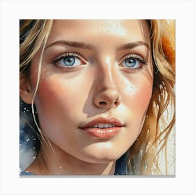 Watercolor Of A Girl 30 Canvas Print